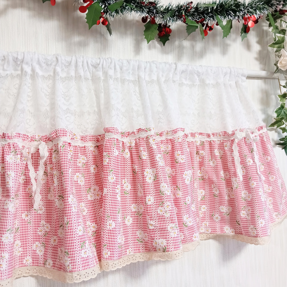 カフェカーテン♡花柄レース♡花柄コットン♡コットンレース♡Aライン