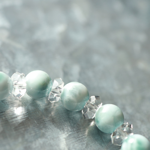 ☆スーパープレミアムブレス☆…☆ラリマー：7ミリ＆水晶☆…☆天然石