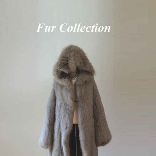 nalm. ファーコート グレー 完売品 新品未使用 柔らかくて暖かい☆フード付リアルファーコートグレー ゆったりコート