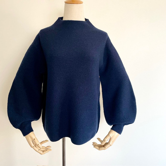 ビックシルエット ホールガーメント パフスリーブボトルネックセーター