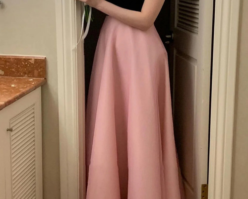 高級感 ピンク オフショルダー パーティードレス 韓国風 結婚式 成人式