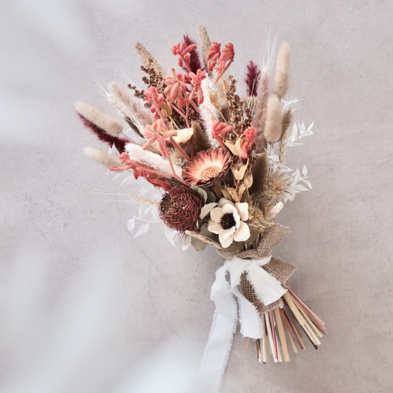 一点物・ドライフラワーのナチュラルブーケ｜くすみカラー｜記念日・撮影用花束｜成人式・卒業入学・撮影用ミニ花束