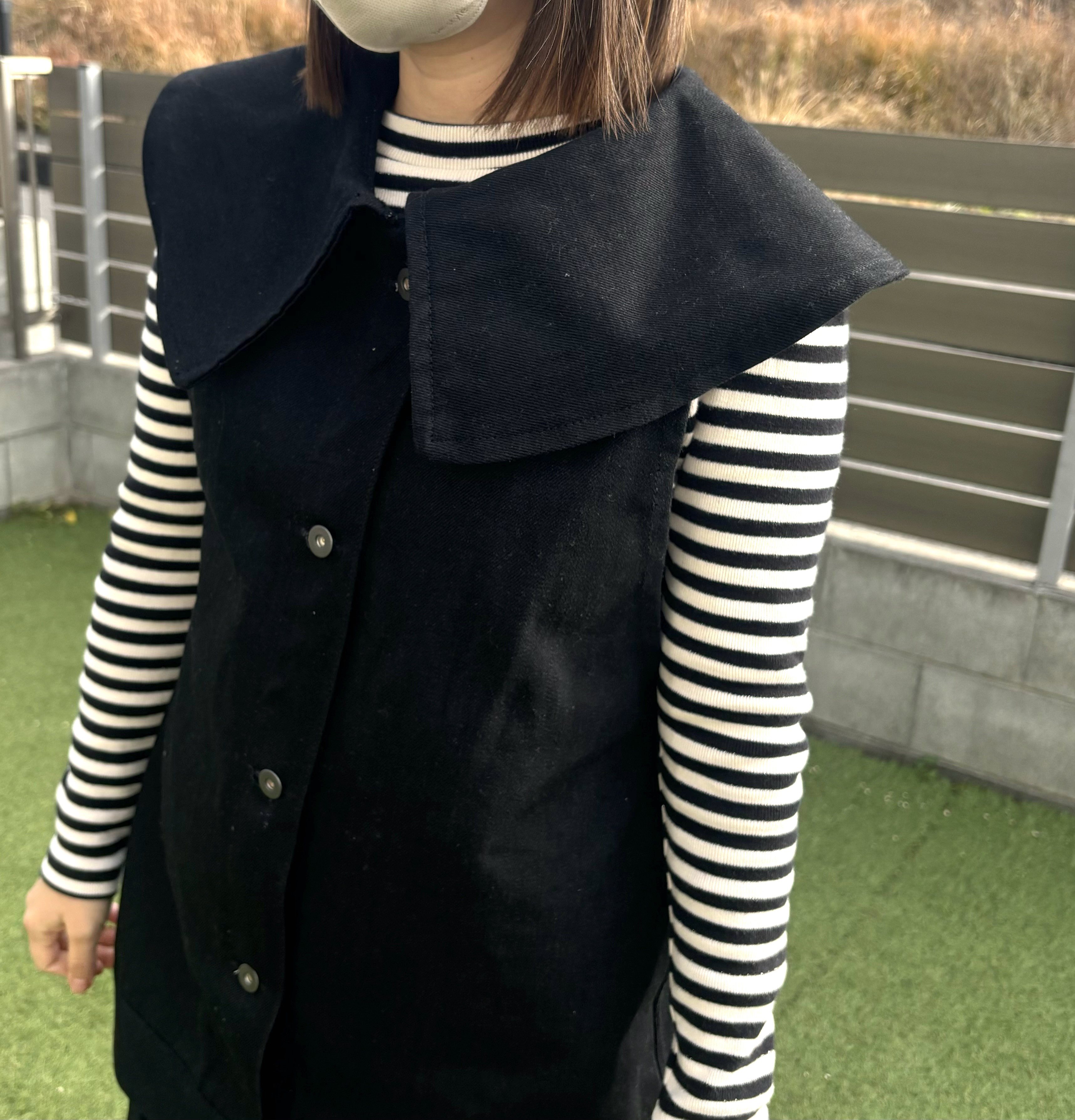 岡山デニム✨日本製　セルビッジデニム　国産デニム　ブラックデニム　ジレ　ベスト　デニムベスト　高級感　可愛い