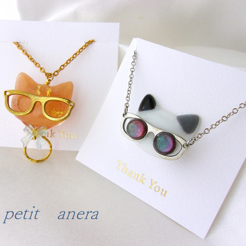 カヤ ☪︎⋆☽様〜新作 天然石 レジンネックレス 【猫紅葉】 カヤ ☪︎⋆☽