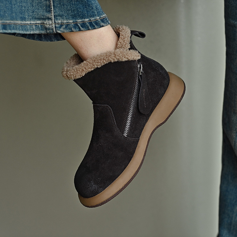 ウインターブーツ レディース 厚底  ムートンブーツ  裏ボア  カジュアル 冬用 704