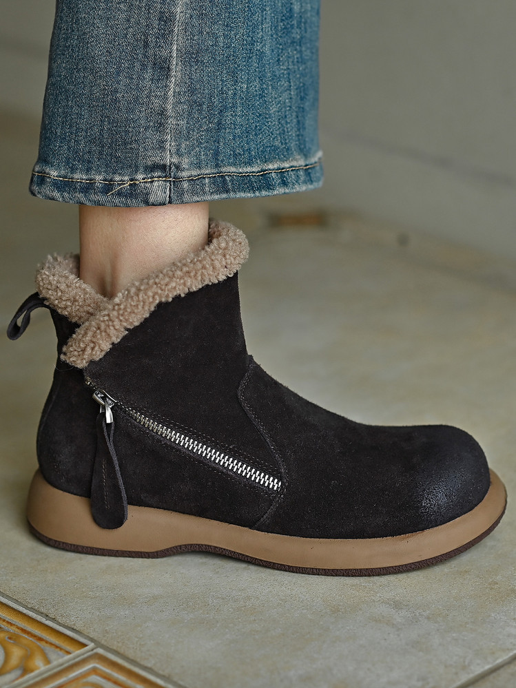 ウインターブーツ レディース 厚底  ムートンブーツ  裏ボア  カジュアル 冬用 704