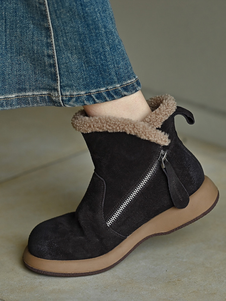 ウインターブーツ レディース 厚底  ムートンブーツ  裏ボア  カジュアル 冬用 704