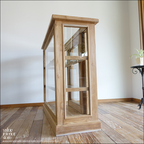 チーク無垢材 ショーケースEcke/Rep ガラスケース 飾り棚 店舗什器