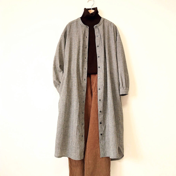 スタンドカラーシャツワンピース minimini千鳥柄 M～Lサイズ