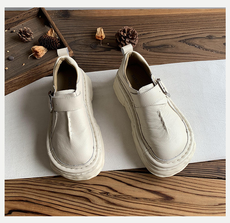 本革シューズ レディース ダッドスニーカー 2025 秋新作 ビッグトゥー愛らしいシューズ プラットフォーム厚底 スポー