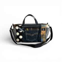 hedgehog＆denim サイドポケット付 2wayバッグ Sサイズ｜リメイク