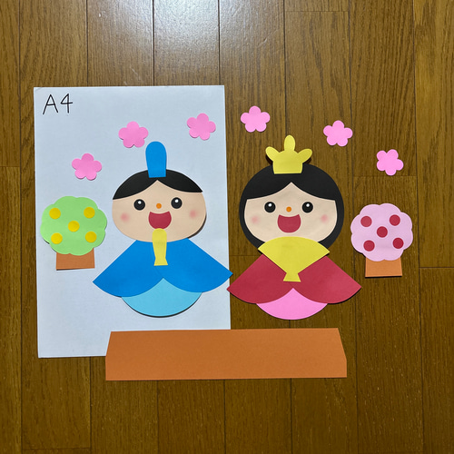 壁面飾り【ひなまつり】3月 春 桃の花 保育教材 画用紙 切り絵 壁面