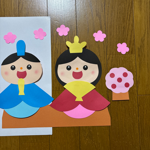 壁面飾り【ひなまつり】3月 春 桃の花 保育教材 画用紙 切り絵 壁面