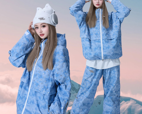 2026 スノボウェア 上下セット スパンコール 3L 裏起毛 レディース