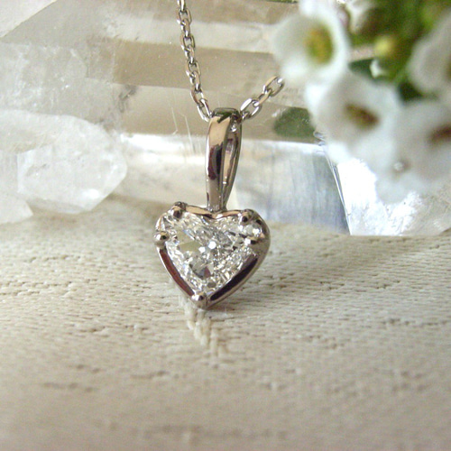 ■■廃盤希少■■AHKHA ハート型一粒ダイヤモンドネックレス♡K18 K18WG・PTハート型ダイヤモンドネックレス ネックレス・ペンダント
