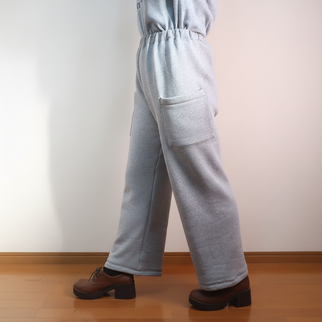 とろけるコットン裏起毛 防寒パンツ ストレートパンツ （裏起毛コットン／グレー）