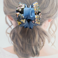 サッと可愛く♪インド刺繍リボン 小さめバンスクリップ まとめ髪 ヘア