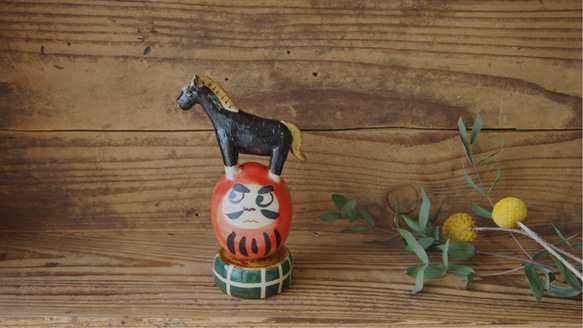 2026年 干支 午 馬 オブジェ だるまに乗る その他置物 studio claynote