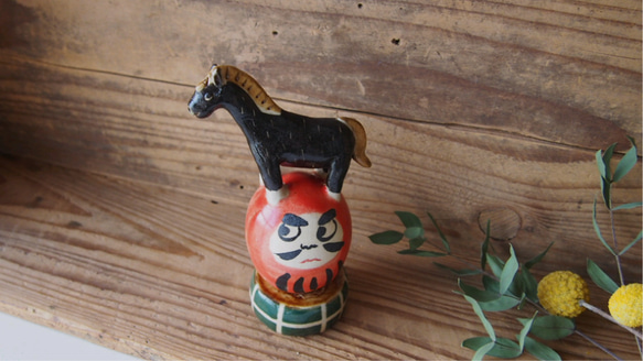 2026年 干支 午 馬 オブジェ だるまに乗る その他置物 studio claynote
