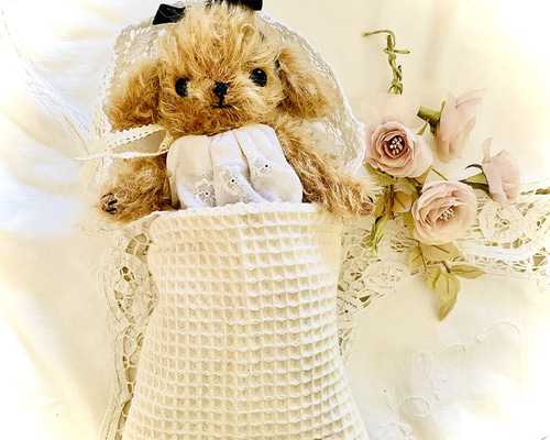 アンティークレースを纏ったテディプードル　テディベア　作家 b*z様 アンティークレースを纏ったテディプードル テディベア 国内作家