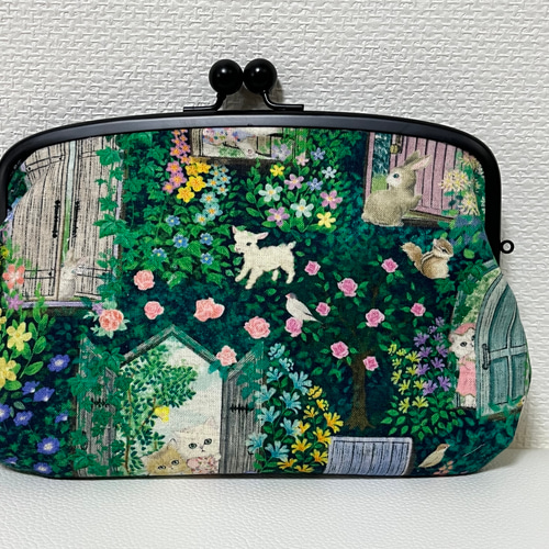 ひとめぼれ新作】yukiemon＊親子がま口ポーチ＊動物達のイングリッシュ