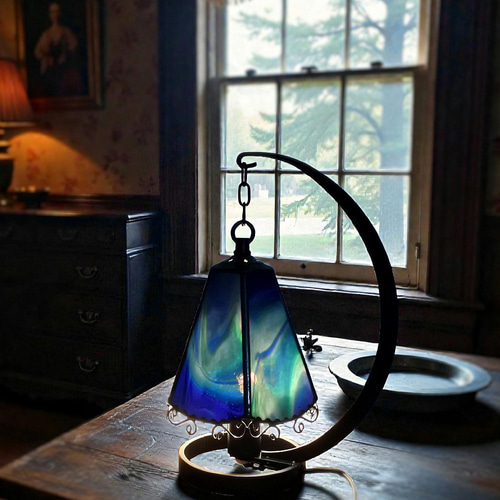 1点物！早い者勝ち！「オーロラの夜」 ステンドグラス 吊り下げランプ