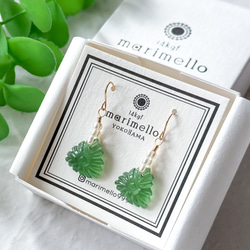 14kgf*高品質マザーオブパールとシトリンの大ぶりピアス／イヤリング