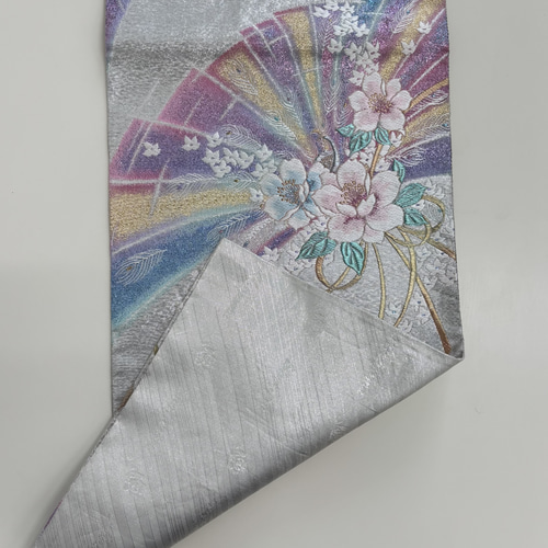 日本の着物帯リメイク｜タペストリー＆クッションカバー セット｜扇と