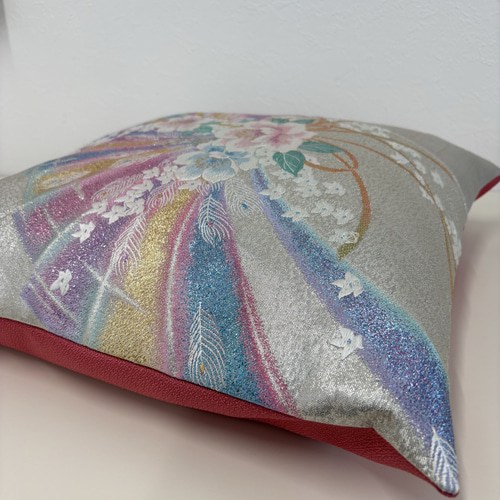 日本の着物帯リメイク｜タペストリー＆クッションカバー セット｜扇と