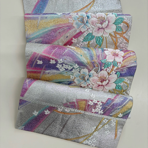 日本の着物帯リメイク｜タペストリー＆クッションカバー セット｜扇と