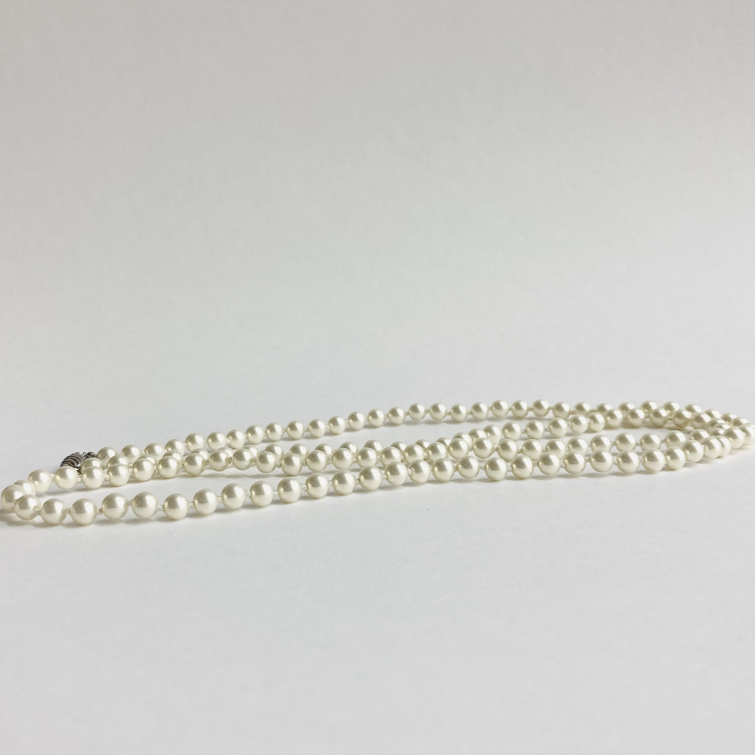 ガラスベビーパールオールノットオペラネックレス/5mm約80cm/オフホワイト/R/made in japan