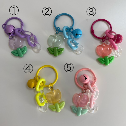 選んでつくるオリジナル】じゃらじゃらキーホルダー スマイル フラワー