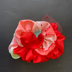 赤 リボン 2つセット チュール ヘアアクセサリー ツインテール 髪飾り