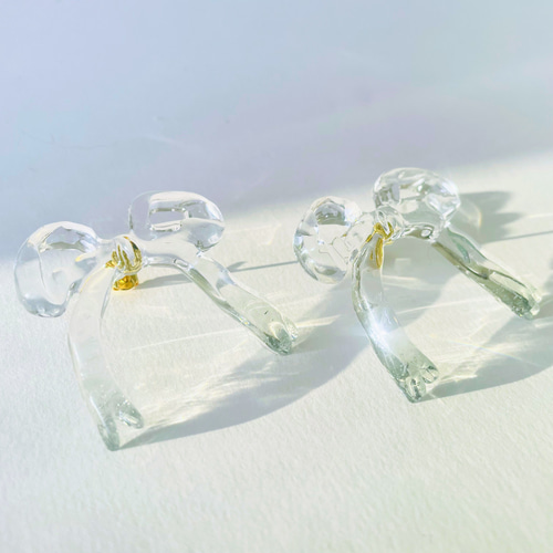 うるうる透明クリアリボンピアス｜Crystal ribbon series｜ガラス風