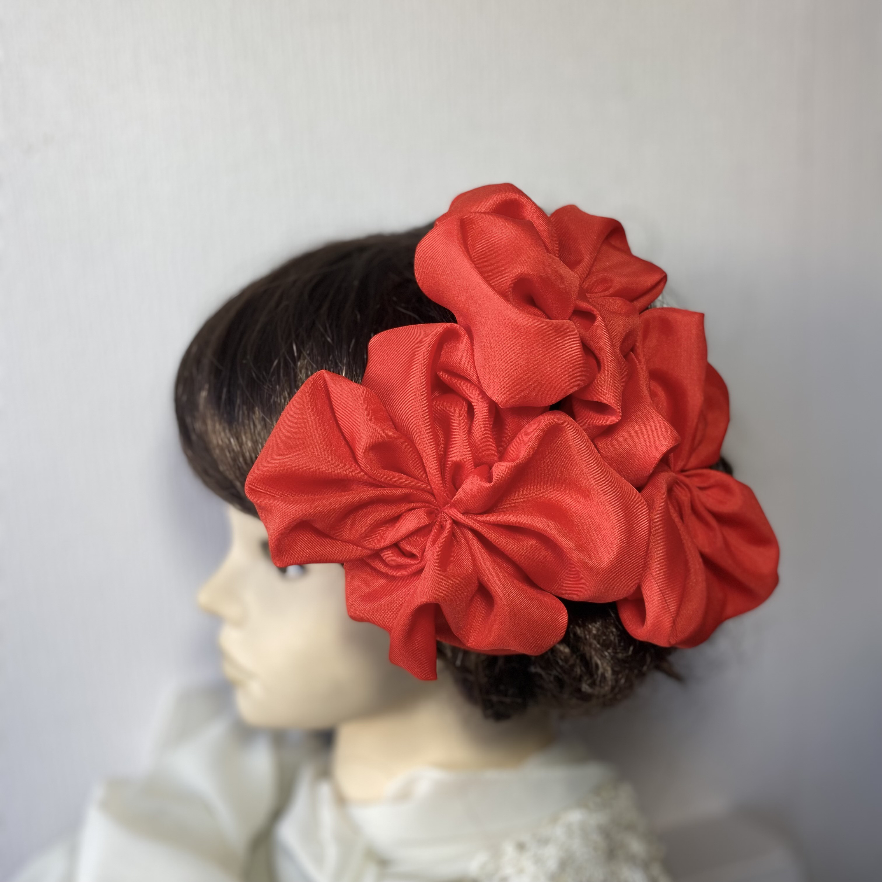 赤いヘッドドレス 赤ヘアアクセサリー 七五三 成人式 七五三髪飾り 赤リボン t9