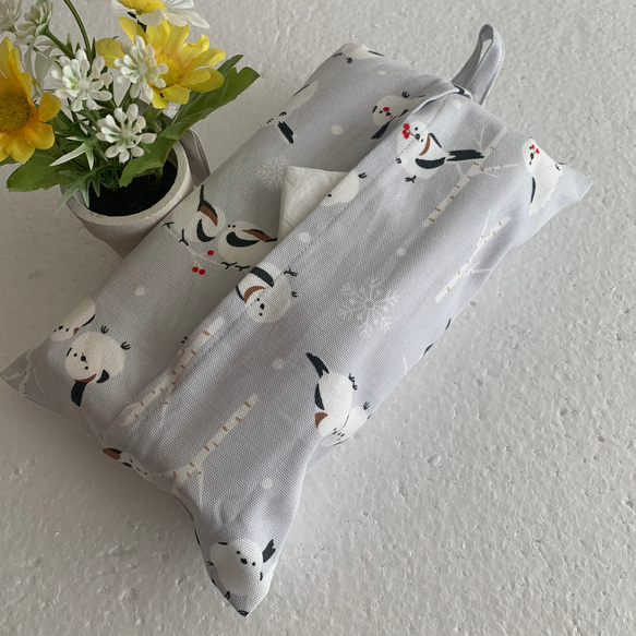 エコティッシュカバー☆マスクストッカー♪かわいいシマエナガ♡冬景色♪4カラー 2枚目の画像