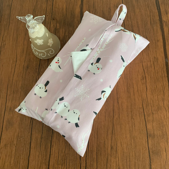 エコティッシュカバー☆マスクストッカー♪かわいいシマエナガ♡冬景色♪4カラー 5枚目の画像