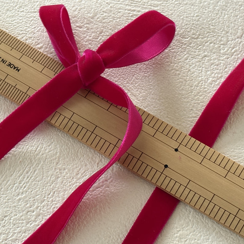 ベルベットリボン ベロア 片面 フューシャピンク 10mm 100cm /カット