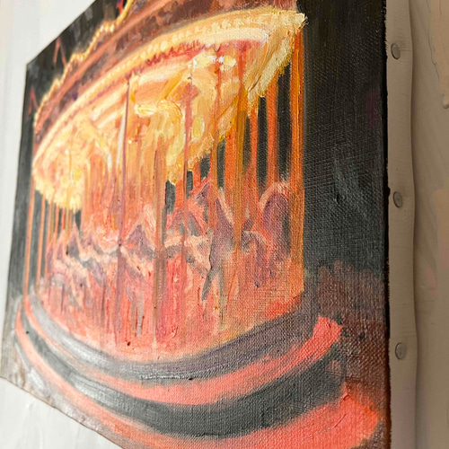 油彩画 原画「夜のメリーゴーランド6」｜アート 絵画 32×41cm F6
