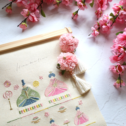 超早割】ひな祭りタペストリー❁花ぼんぼり・春灯❁No.274