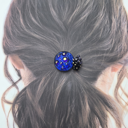 チェコボタンの夜空ヘアゴム「hanayui」花 つぶつぶ ヘアゴム GYOKUMEI