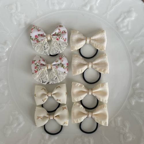 ミニリボンセット クリーム②】 リボン ヘアゴム キッズ ベビー リボン