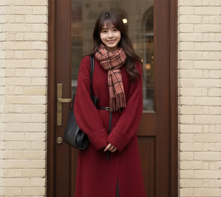 カーディガン トレーナー コート ジャケット 裏起毛 秋冬黒ふわふわ裏起毛ニットフード付きロングコート 受注制作 通勤