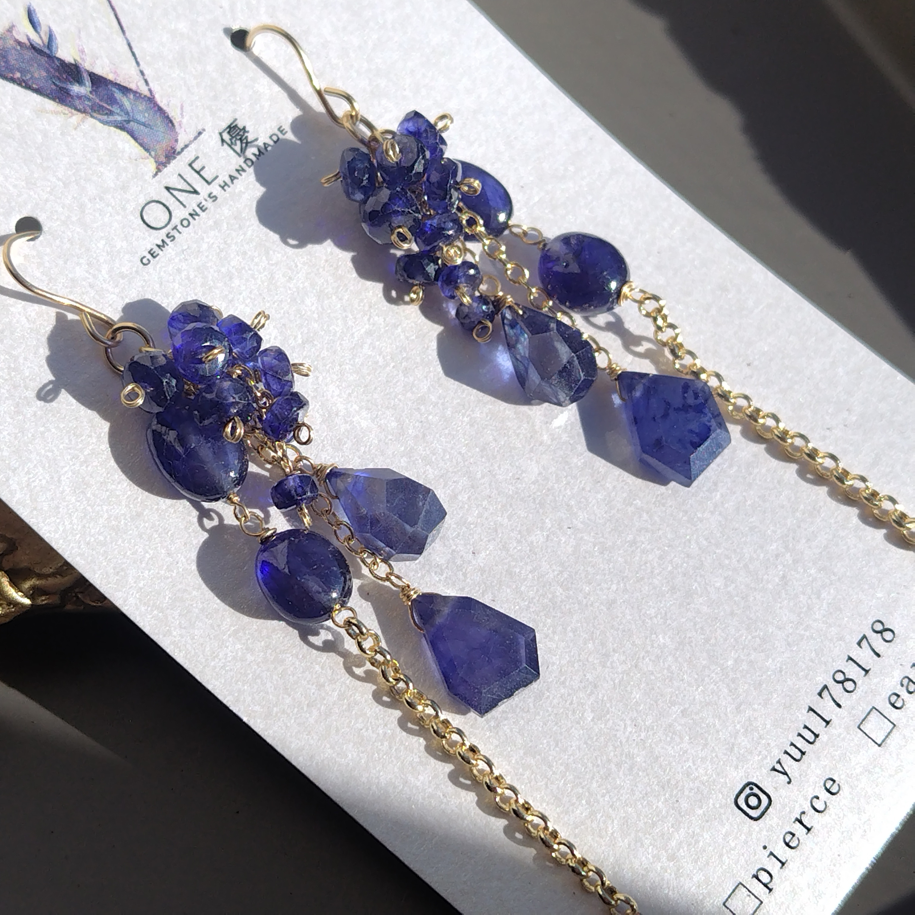 ALL　ブルーサファイア　高品質　シャンデリア　ピアス　イヤリング　14kgf