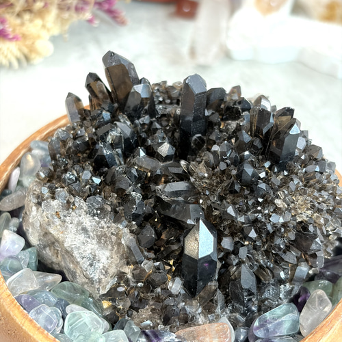 黒水晶（モリオン） クラスター 原石 ☆E9☆ その他家具 Shin Stone