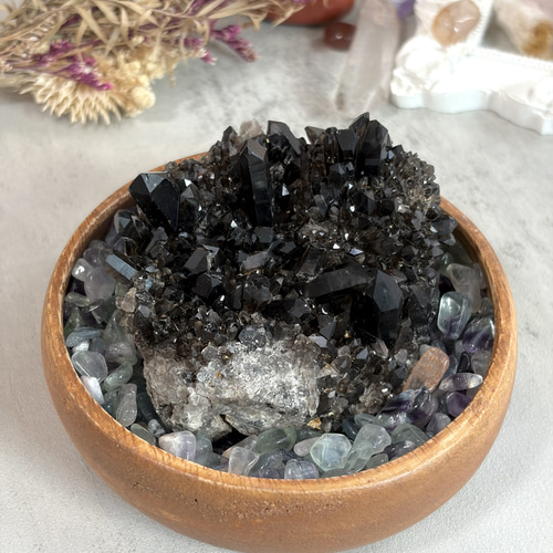 黒水晶（モリオン） クラスター 原石 ☆E9☆ その他家具 Shin Stone