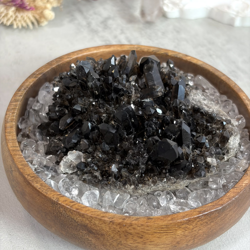 黒水晶（モリオン） クラスター 原石 ☆E9☆ その他家具 Shin Stone
