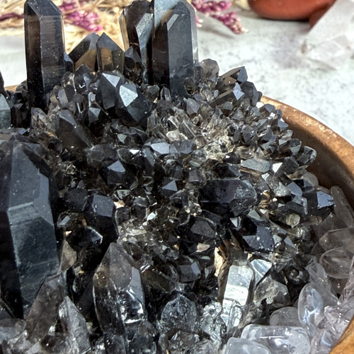 黒水晶（モリオン） クラスター 原石 ☆E9☆ その他家具 Shin Stone