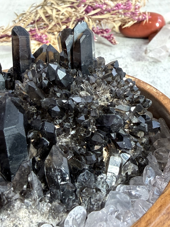 黒水晶（モリオン） クラスター 原石 ☆E9☆ その他家具 Shin Stone