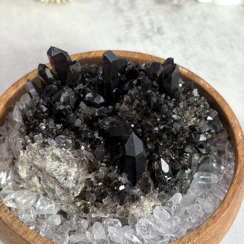 黒水晶（モリオン） クラスター 原石 ☆E9☆ その他家具 Shin Stone